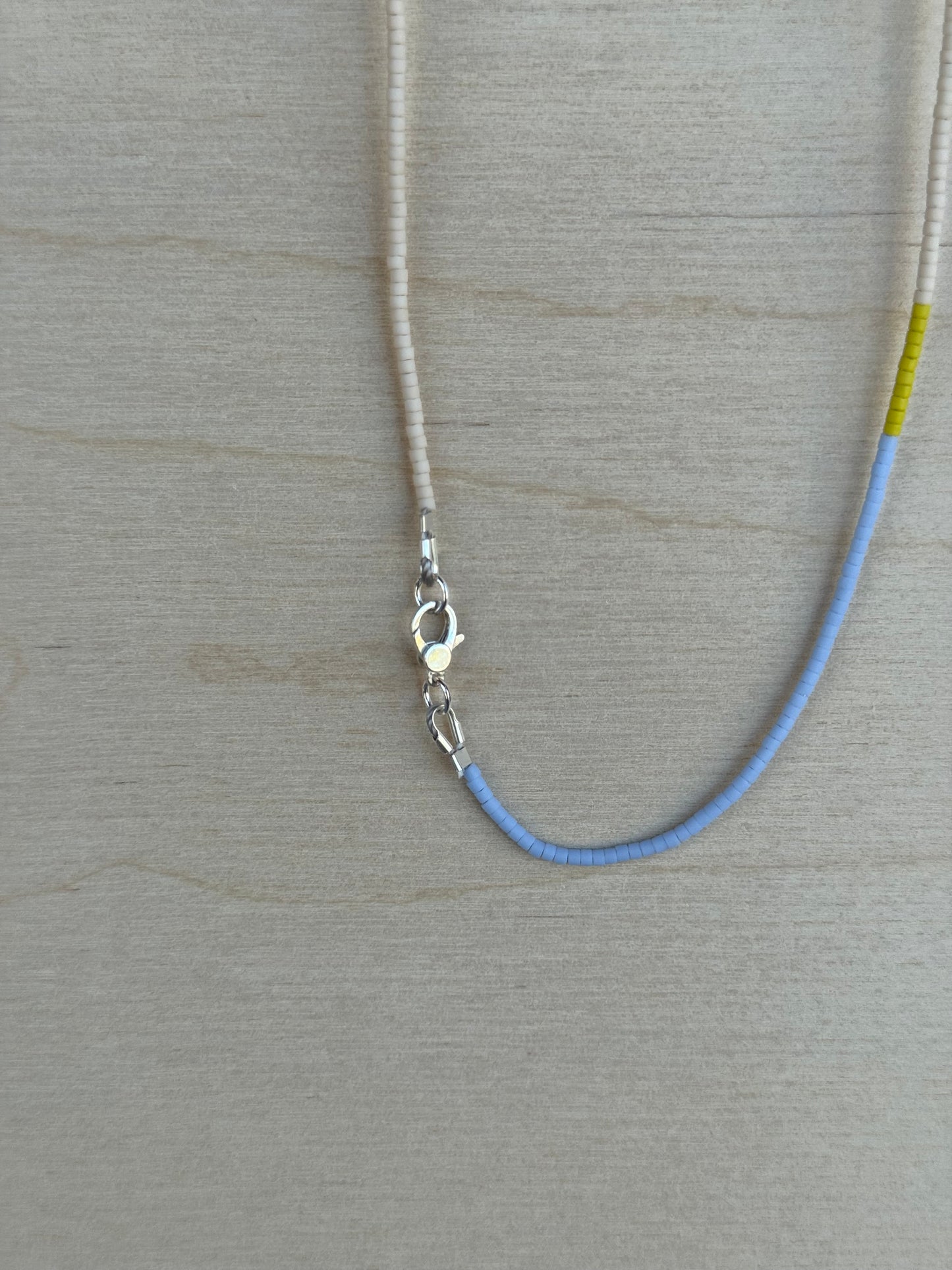 Chartreuse & Blue Beaded Necklace