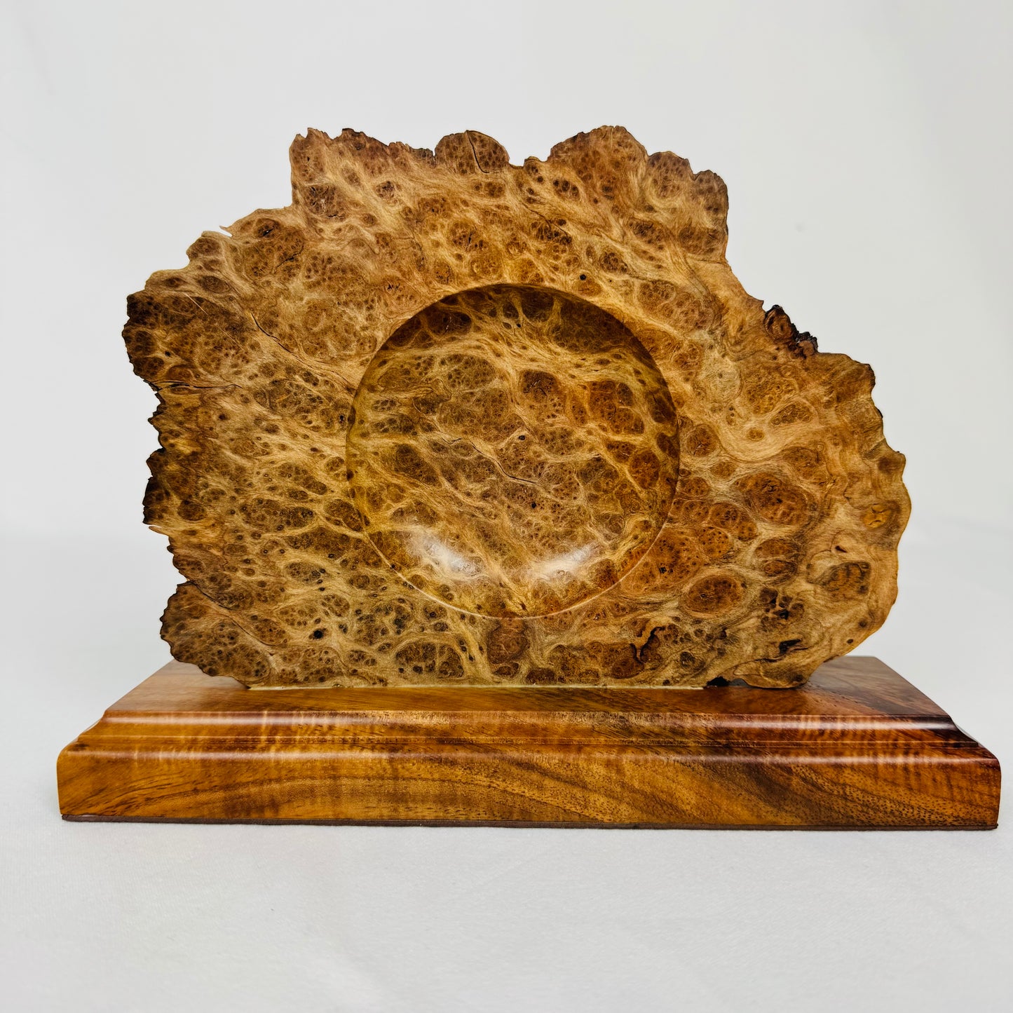 Live Edge California Redwood Burl Bowl with Hawaiian Koa Wood Stand