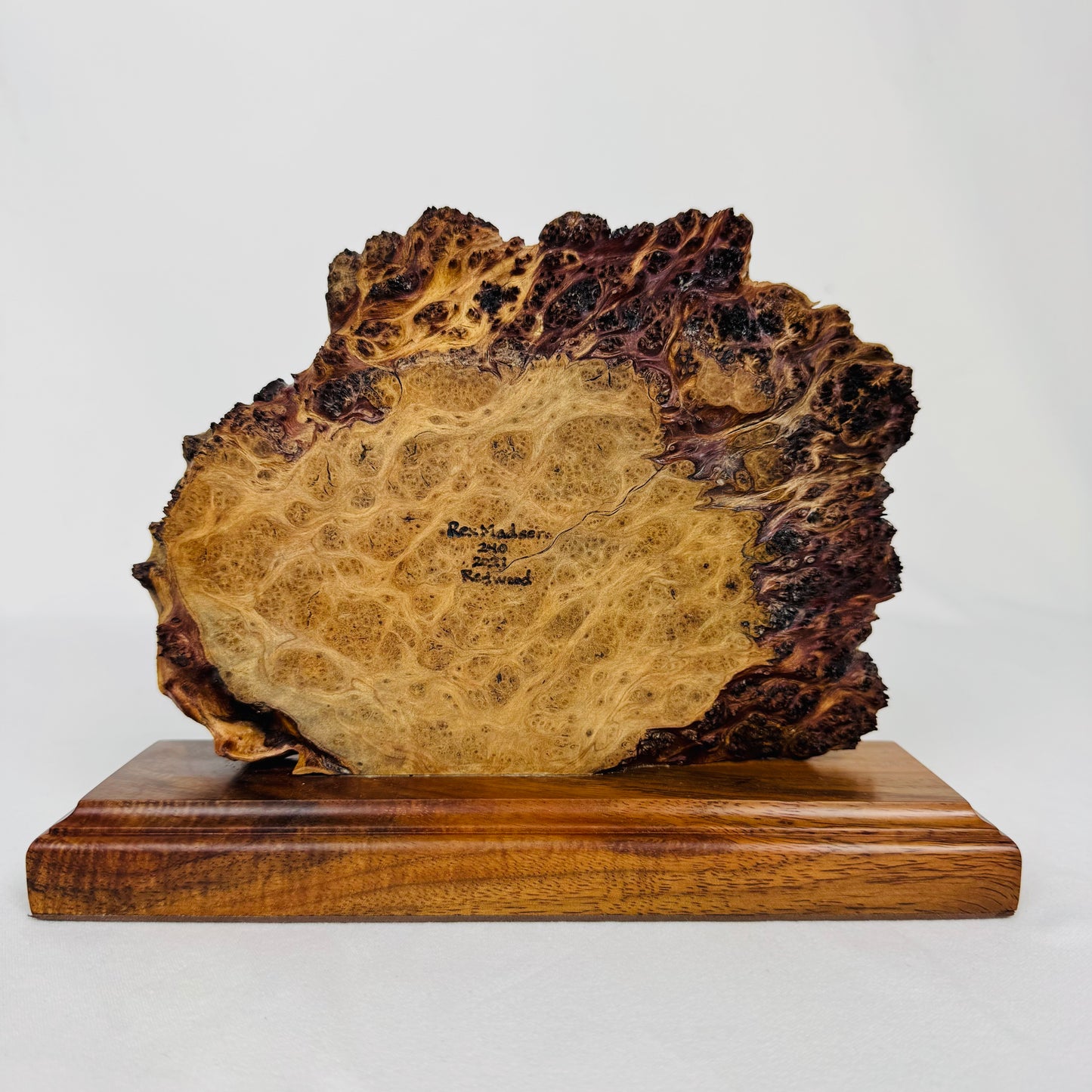 Live Edge California Redwood Burl Bowl with Hawaiian Koa Wood Stand