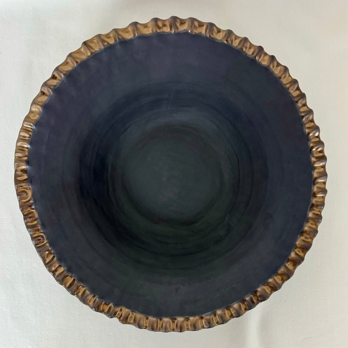 Hand Built Scalloped Bowl Obsidian