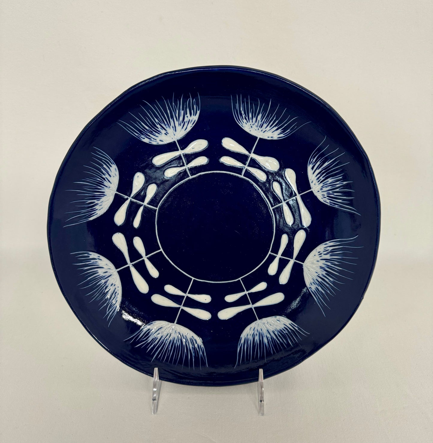 Cobalt Platter with Flowers