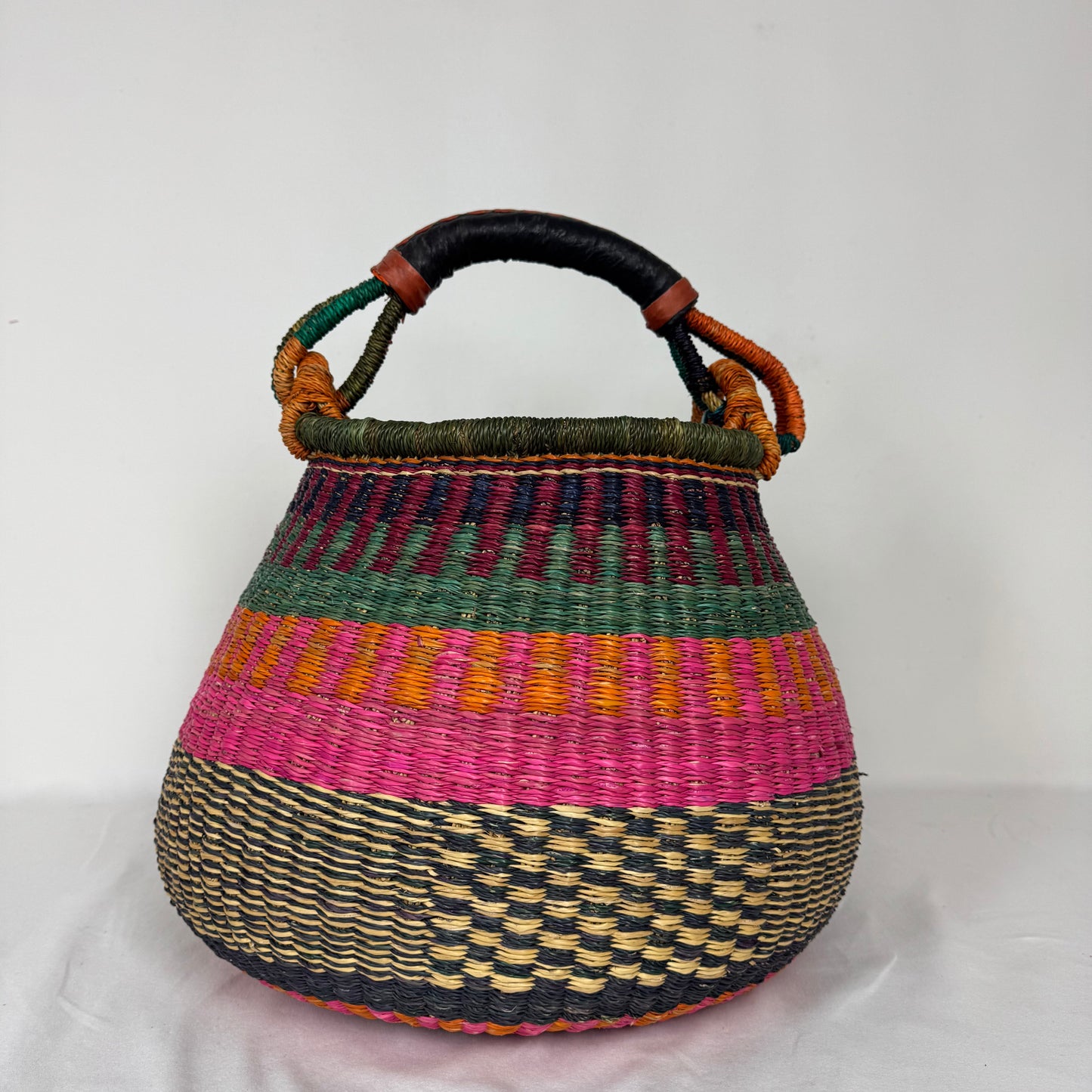 Medium Leather Handle Basket