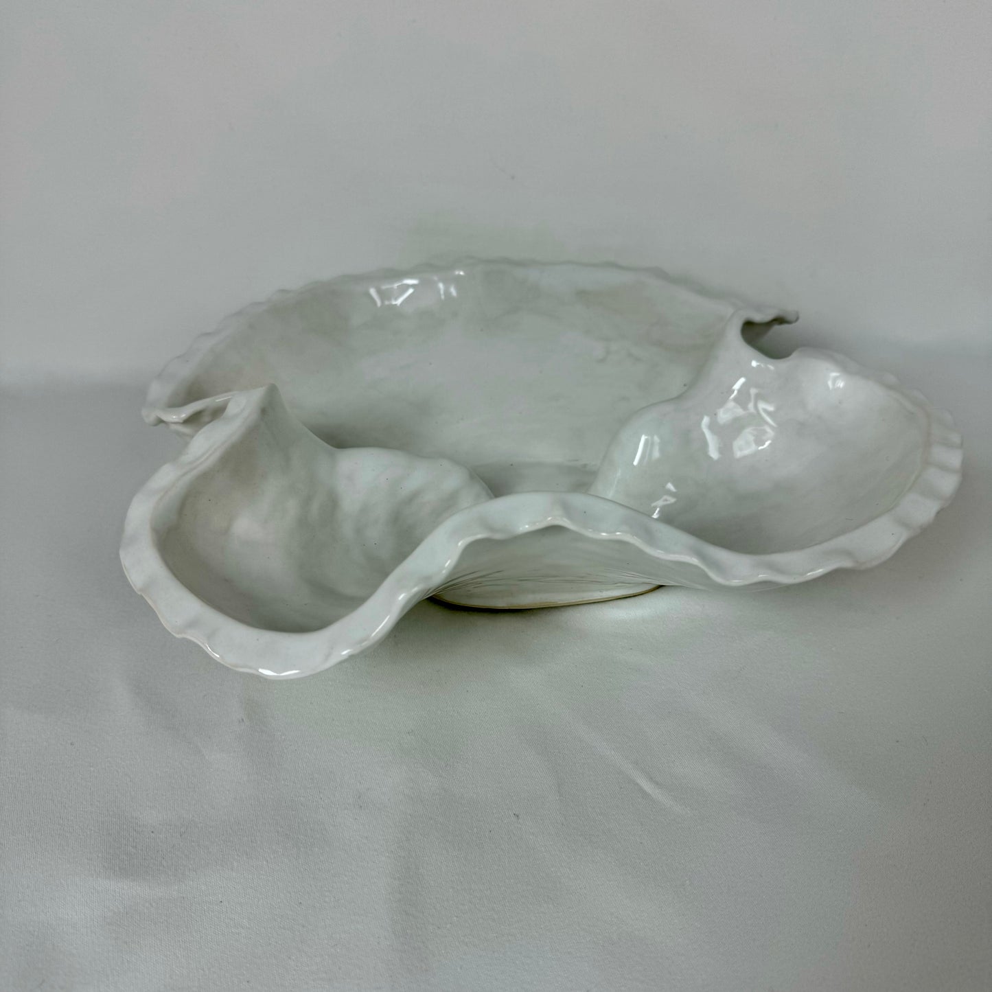 Hand Built Scalloped Bowl - Four Leafs