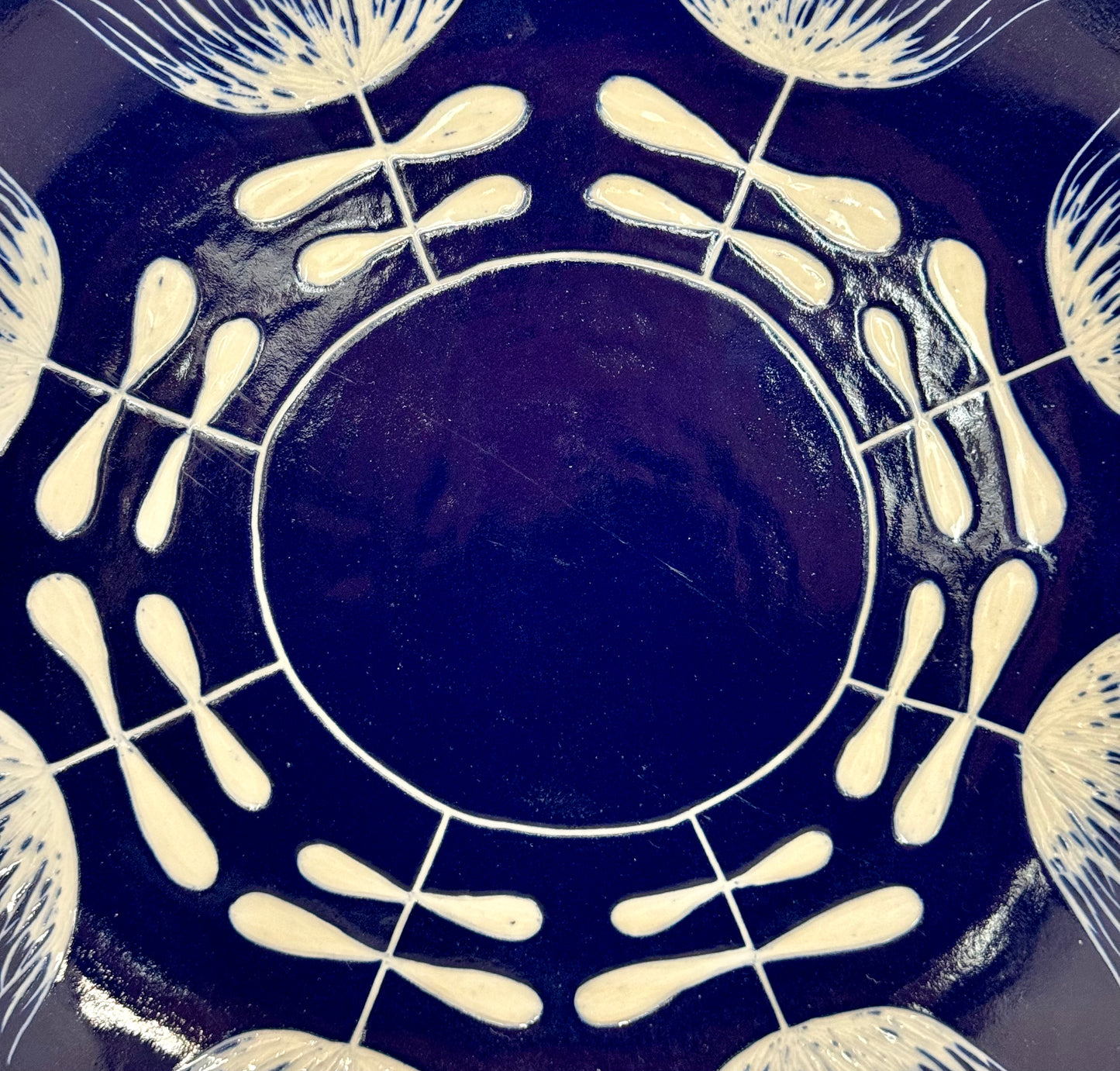 Cobalt Platter with Flowers
