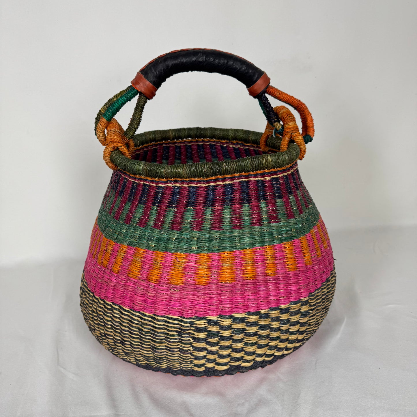 Medium Leather Handle Basket