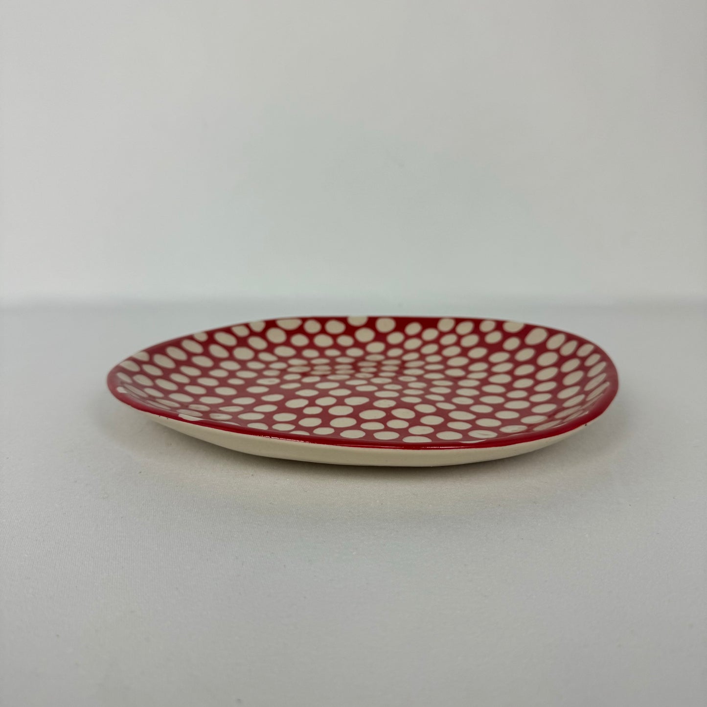 Red Plate with white Polka Dots