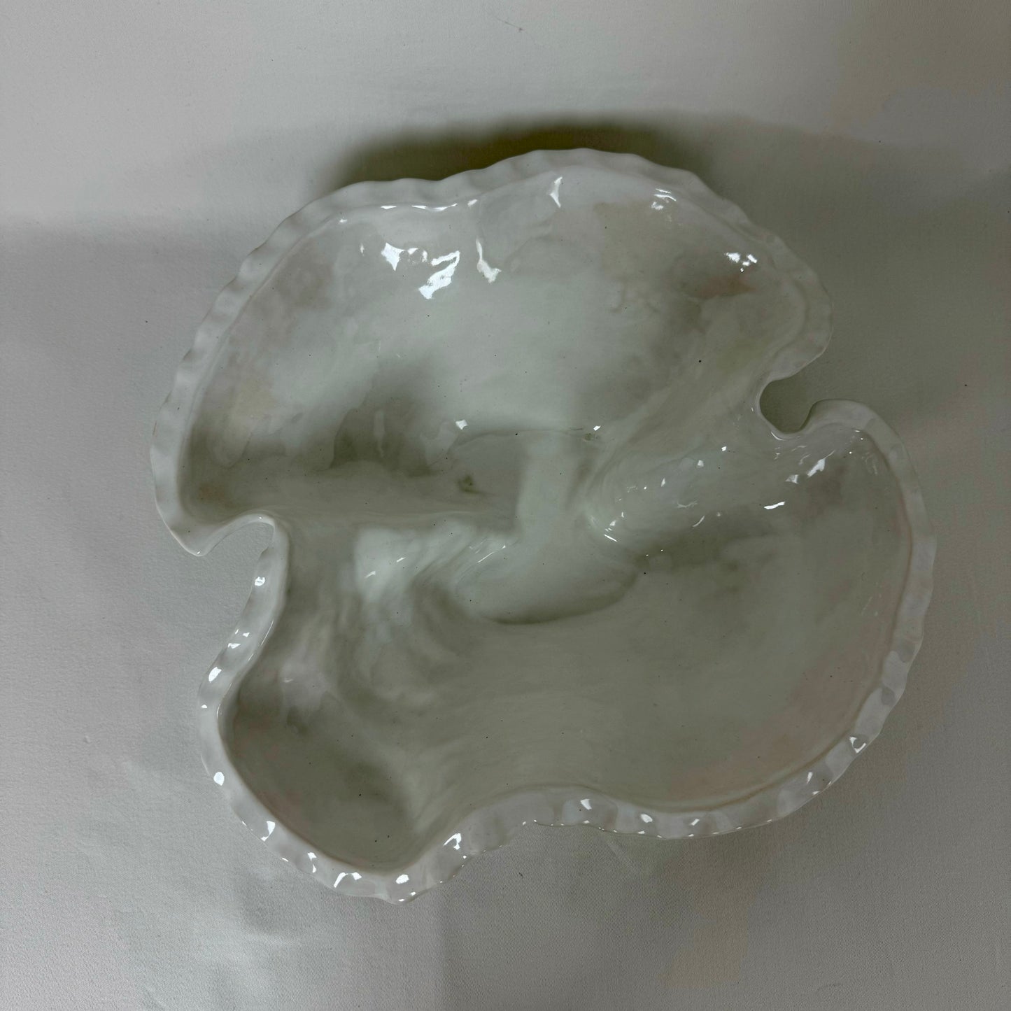 Hand Built Scalloped Bowl - Four Leafs