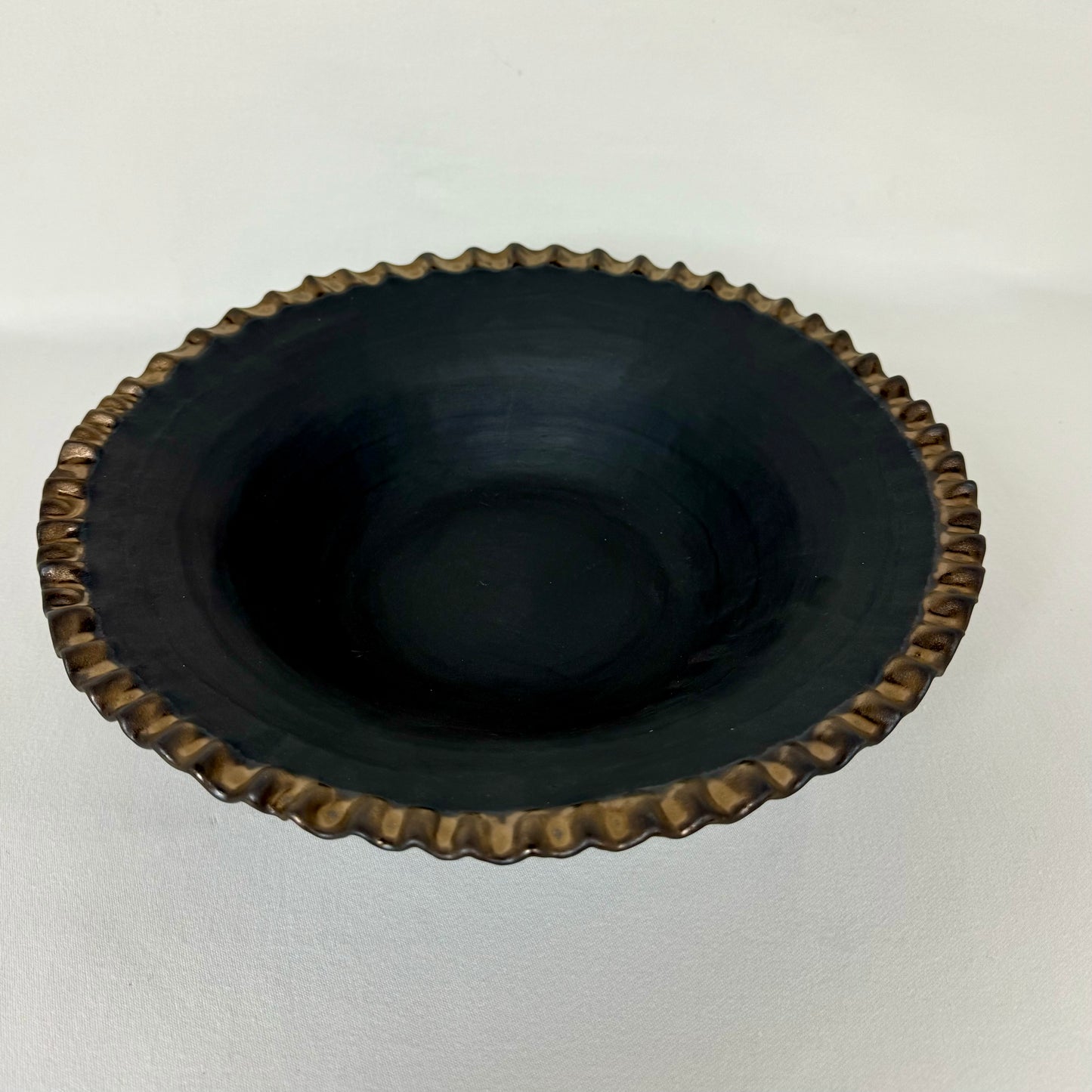 Hand Built Scalloped Bowl Obsidian