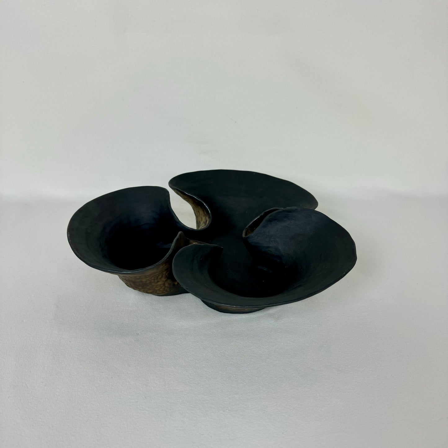 Hand Built Clover Bowl Obsidian #1