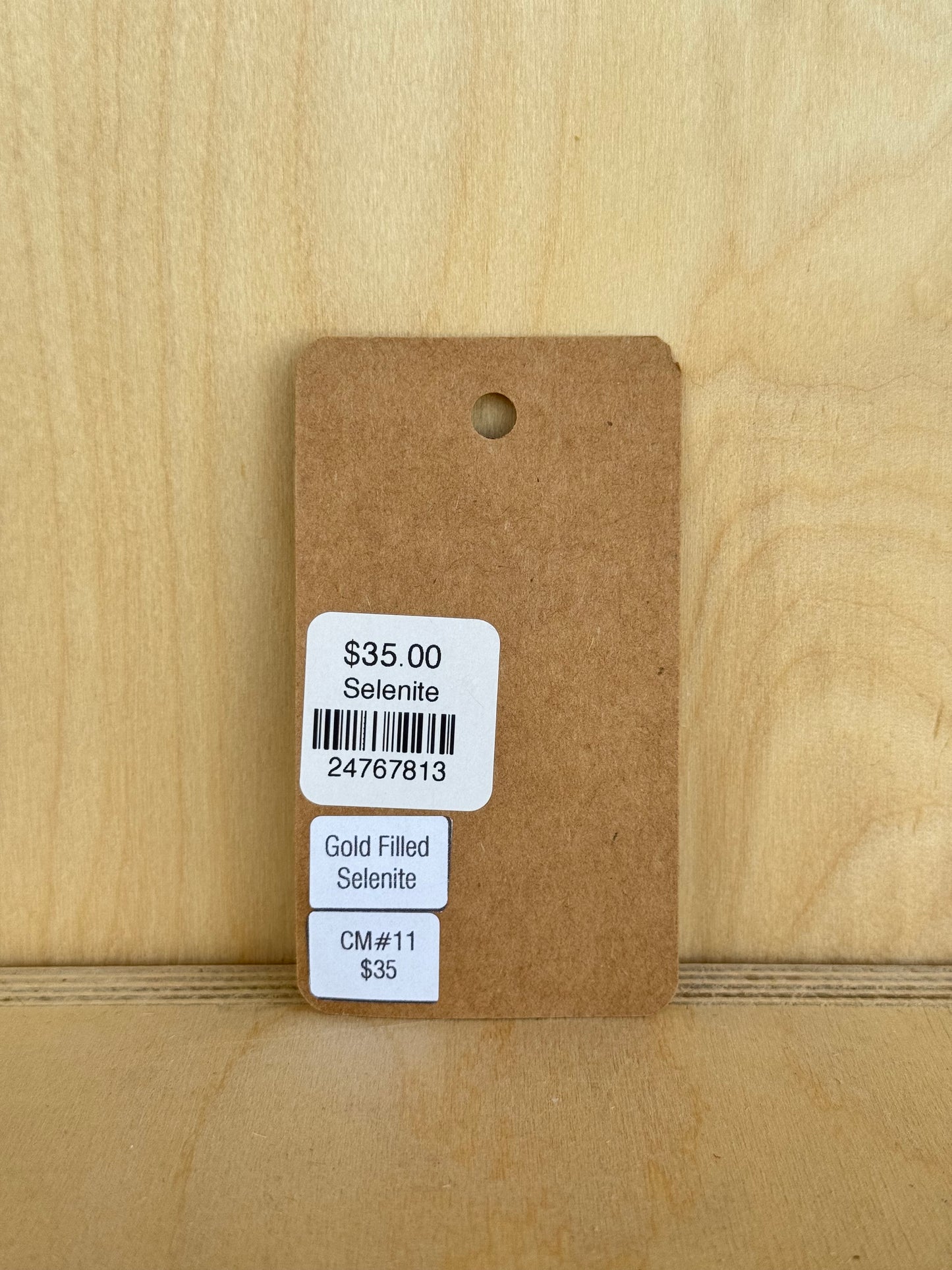 Selenite Hoops on Gold