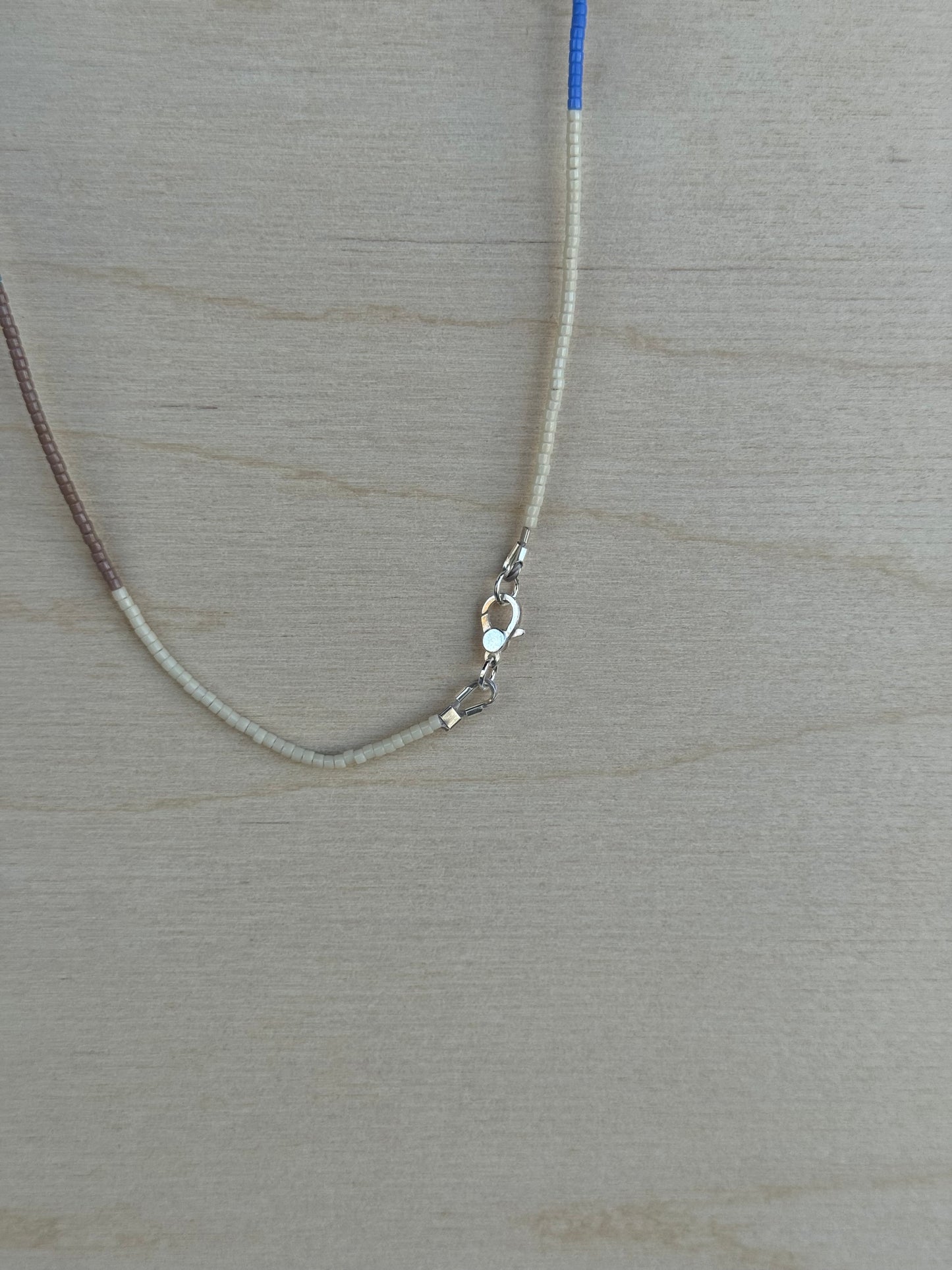 Taupe & Blue Beaded Necklace