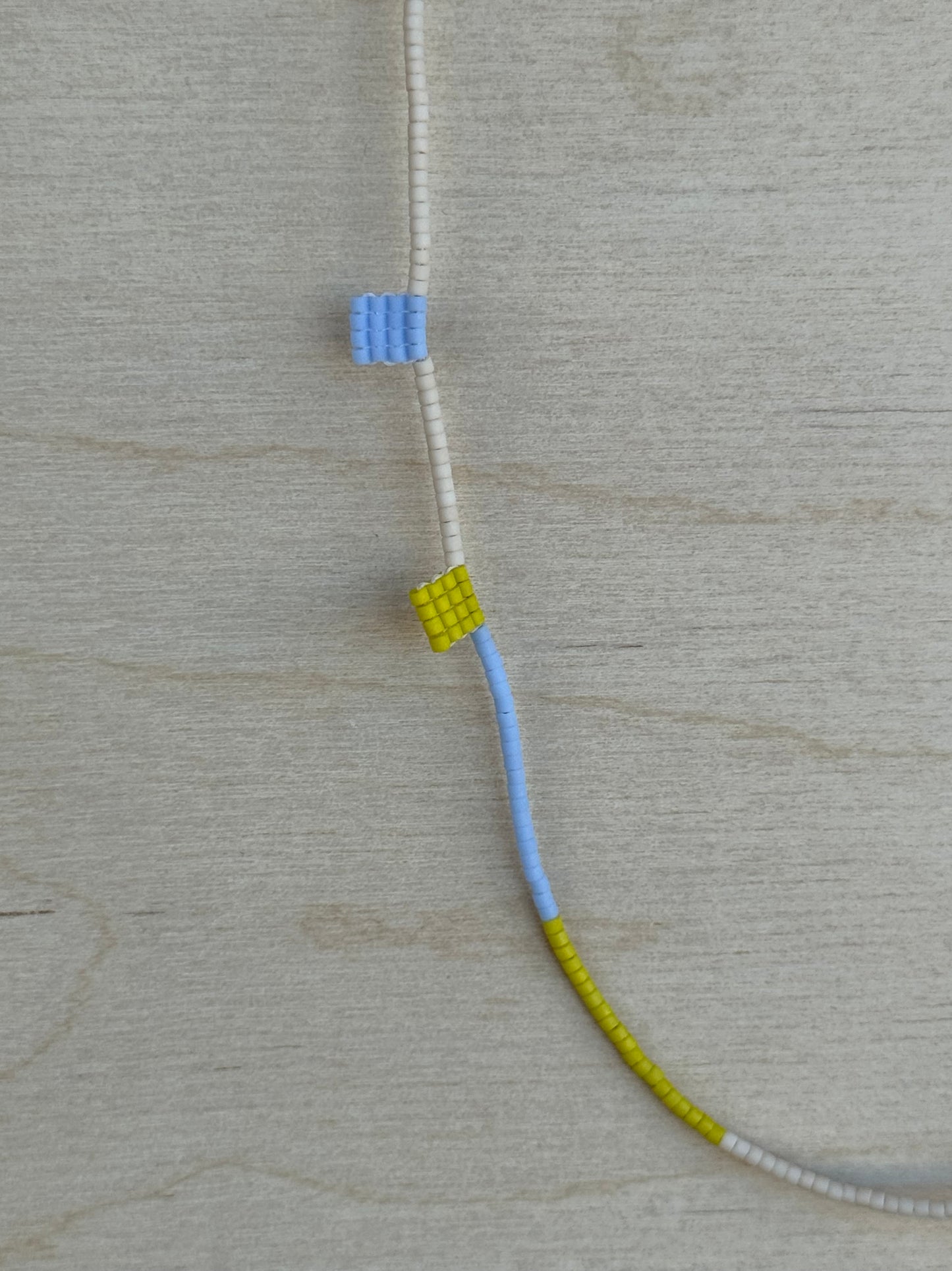 Chartreuse & Blue Beaded Necklace