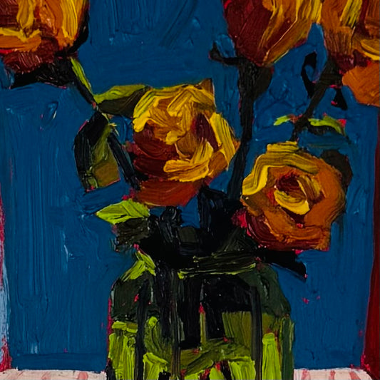 Roses in Green Vase