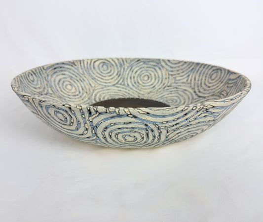 Bowl Carved XL Circles Pattern