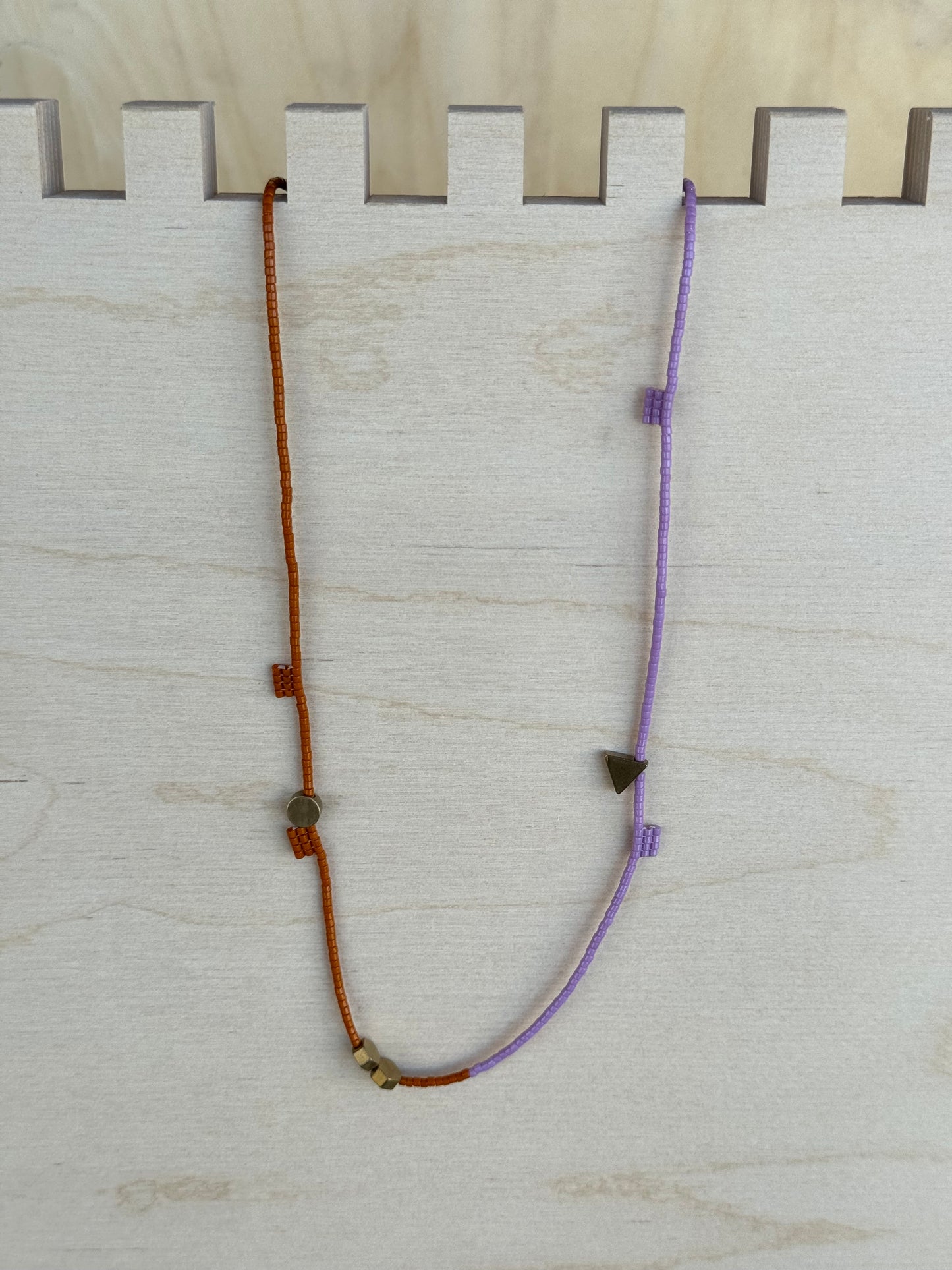 Purple & Terracotta Beaded Necklace