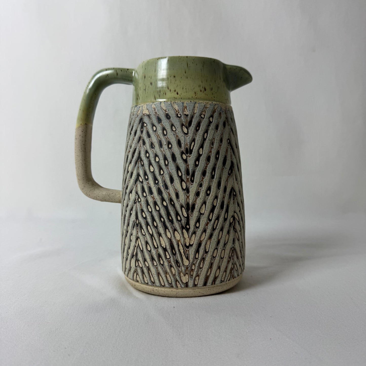 Flicker Ceramic Carved Pitcher Straight Side