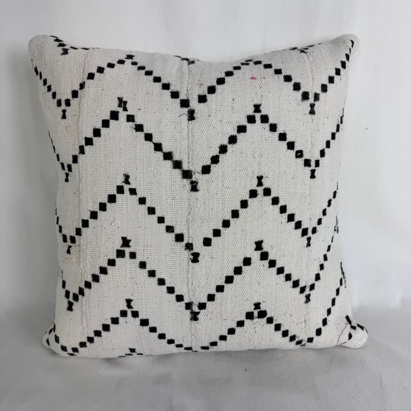 White Mudcloth Pillow Square