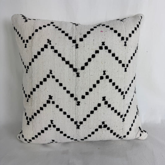 White Mudcloth Pillow Square