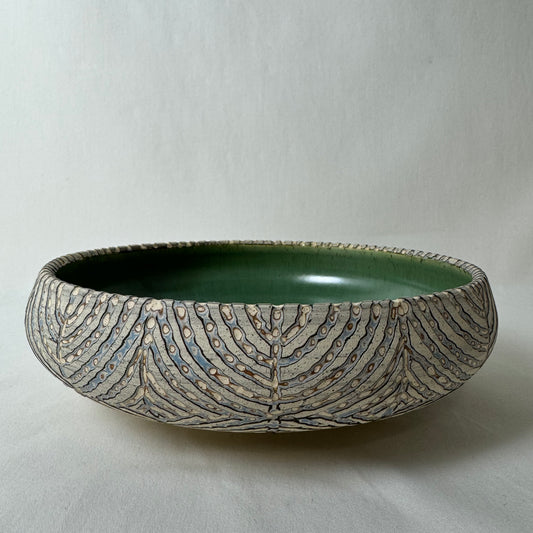 Large Carved Shallow Bowl