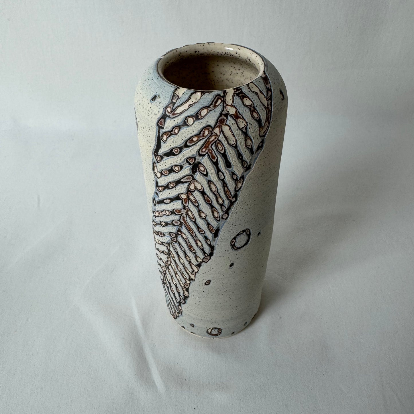 Flicker Ceramic Carved Vase with Small Circles