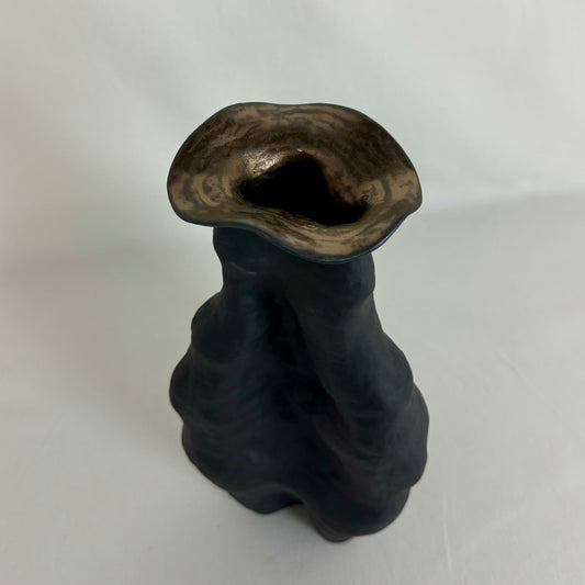 Hand Built Obsidian Flow Vase #1