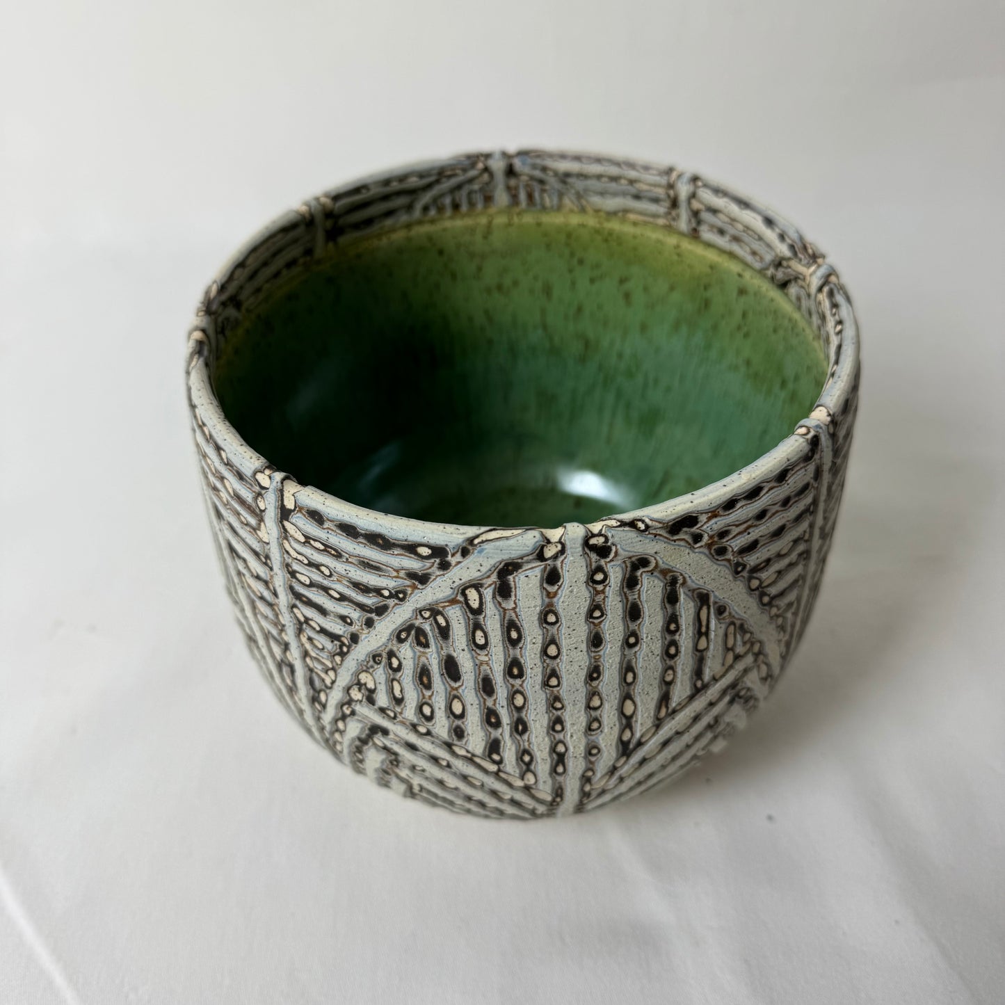 Flicker Ceramic Tall Carved Bowl