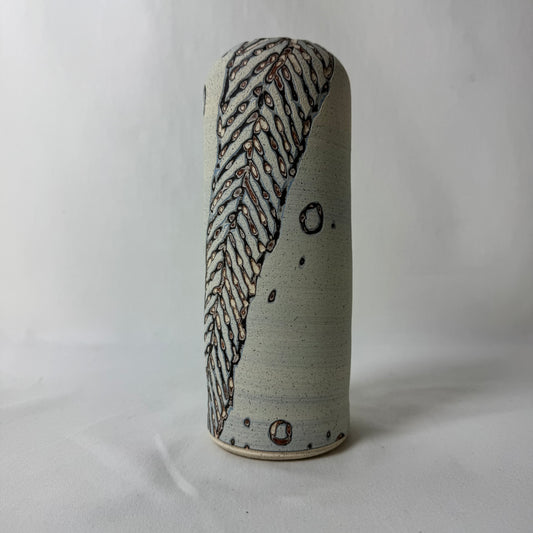 Flicker Ceramic Carved Vase with Small Circles