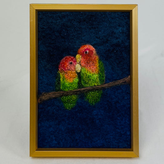 Lovebirds Felt Framed Art