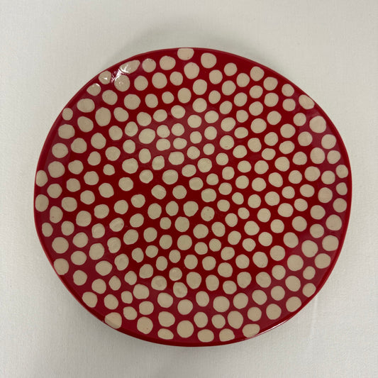 Red Plate with white Polka Dots