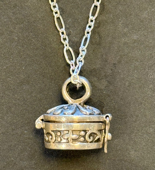 Prayer Box with Silver Chain