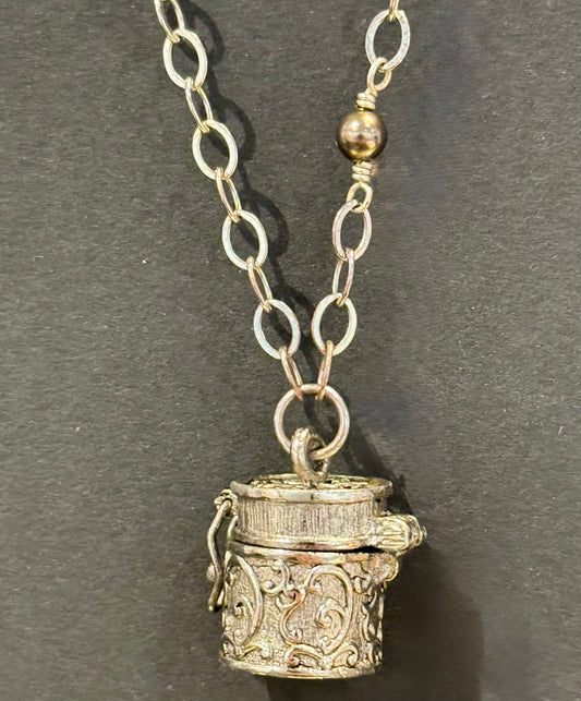 Prayer Box with Beaded Chain Necklace